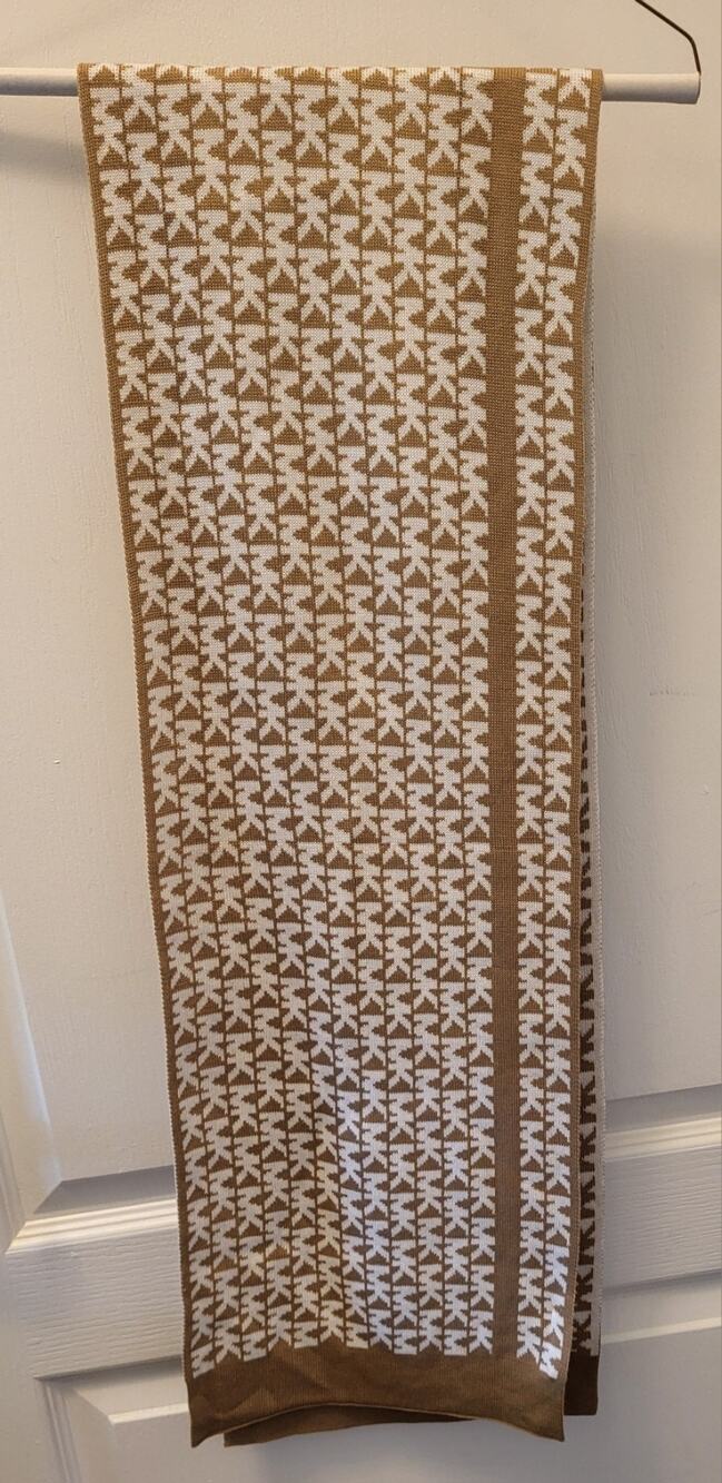 Michael Kors Reversible Scarf Beige & Cream Signature Scarf 64" L x 9.5" W